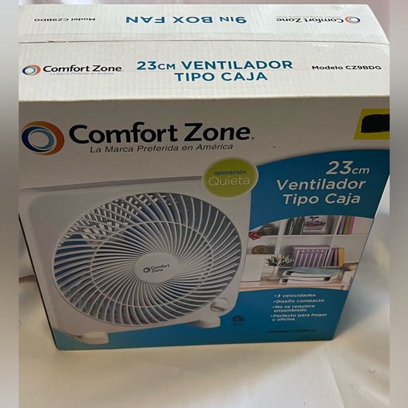 Comfort Zone 9” Electric Box Fan. - Picture 1 of 4